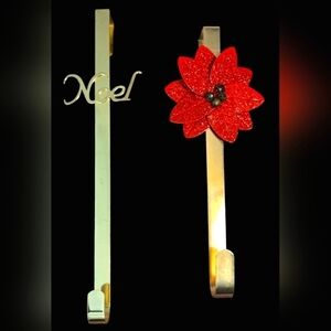 NOEL & Poinsettia | Over The Door Christmas & Winter Wreath Hangers